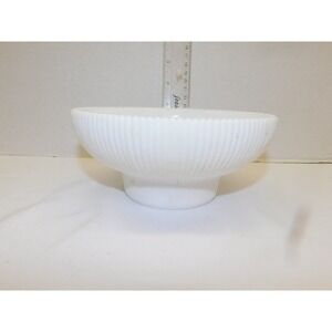 VTG Hoosier Glass White Candy Dish Bowl 4054 Ribbed Hoosier Collectible Decor